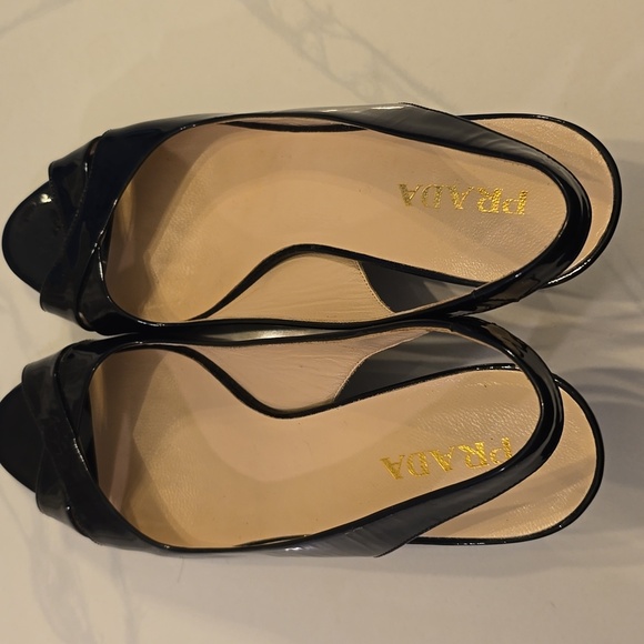 Prada Black Patent Leather Slingback Heels EUC Size 39.5 (US Size 9) (0718) - Picture 9 of 10